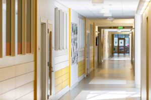 Hallway in the Concord-Carlisle High School.